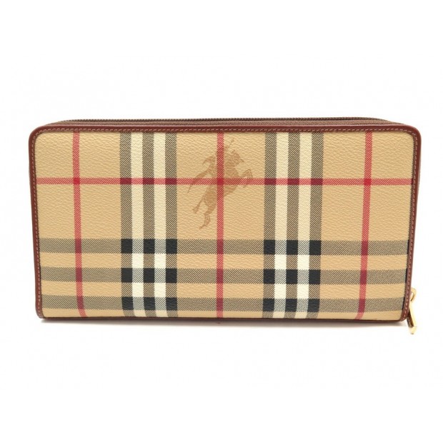 NEUF PORTEFEUILLE BURBERRY COMPAGNON ZIPPE HAYMARKET TARTAN CHECK BILLFOLD 375€