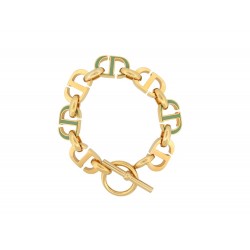 NEUF BRACELET CHRISTIAN DIOR GOURMETTE LOGO CD DORE CHAINE D'ANCRE BANGLE 450€