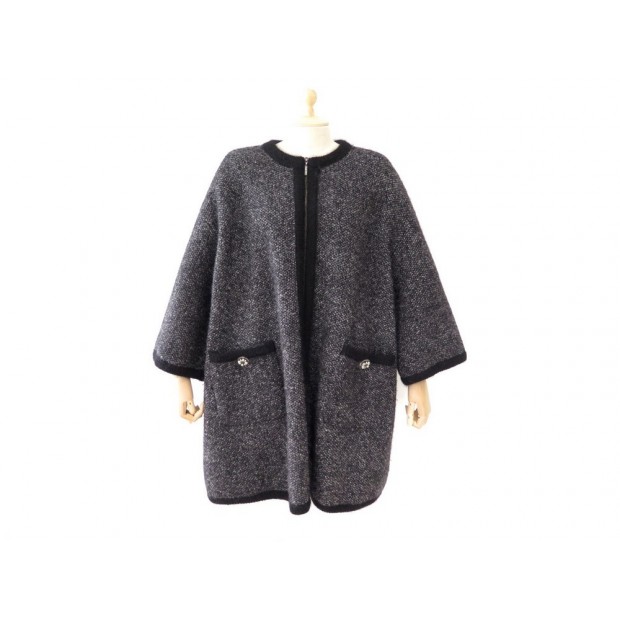 NEUF MANTEAU OVERSIZE CHANEL 36 A 40 L EN ALPAGA CACHEMIRE TWEED VESTE 6000 