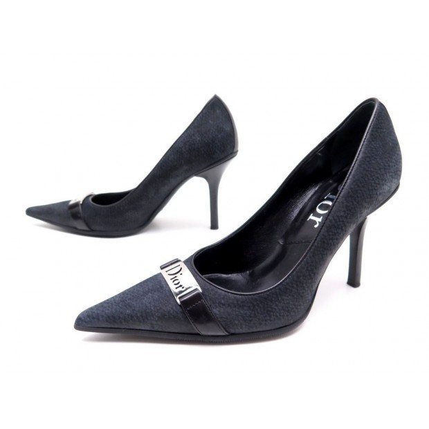 NEUF CHAUSSURES DIOR 34 35 ESCARPINS EN CUIR VEAU VELOURS NOIR COURT SHOES 580€