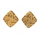 VINTAGE BOUCLES D'OREILLES CHANEL LOSANGE LOGO CC EN METAL DORE GOLDEN EARRINGS