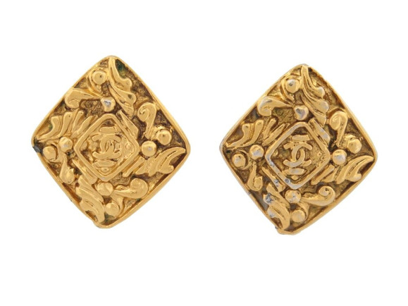  boucles d'oreilles chanel losange logo cc en