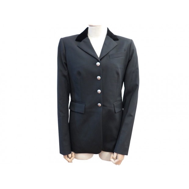 NEUF VESTE D'EQUITATION HERMES SELLIER FEMME 38 M NOIR BLACK RIDING JACKET 1460€