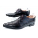 CHAUSSURES SANTONI DERBY 3 OEILLETS 10 IT 44 FR EN CUIR NOIR BLACK SHOES 545€