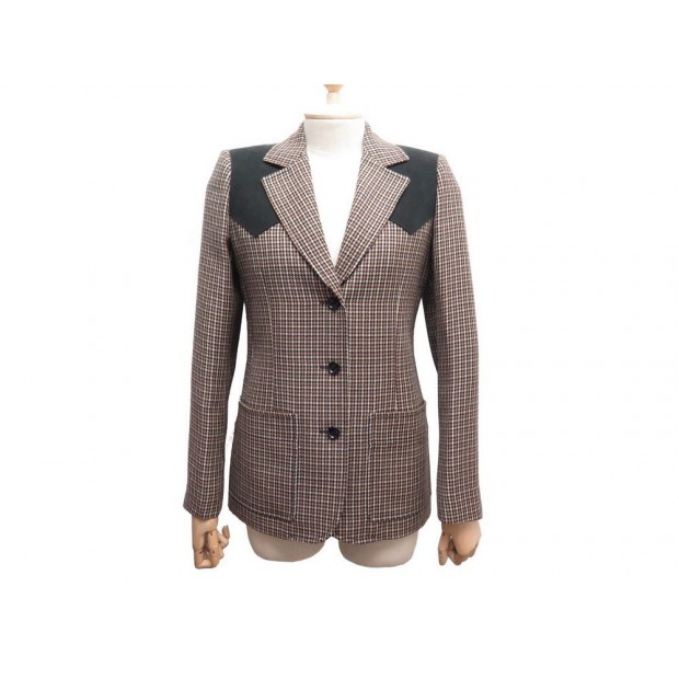 NEUF VESTE LOUIS VUITTON BLAZER 38 M EN LAINE MARRON & NOIR WOOL JACKET 2500€