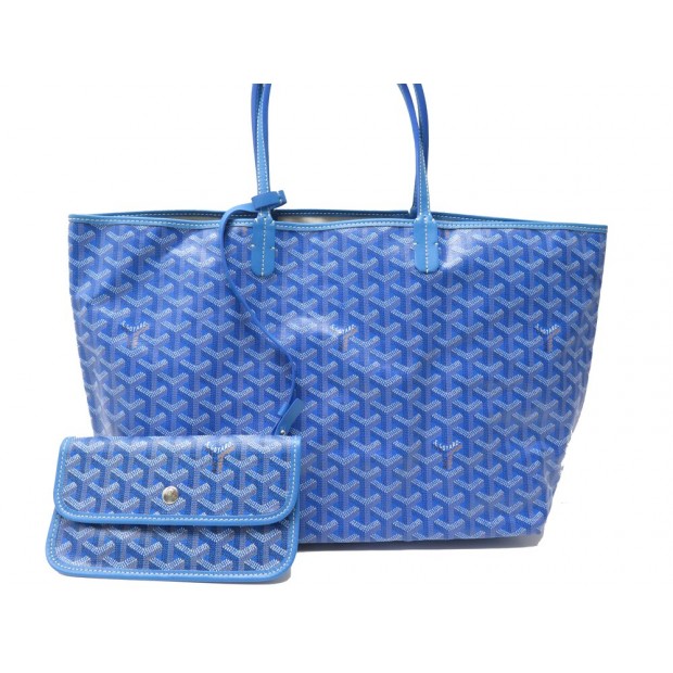 NEUF SAC A MAIN GOYARD SAINT LOUIS PM EN TOILE GOYARDINE BLEUE POCHETTE TOTE BAG