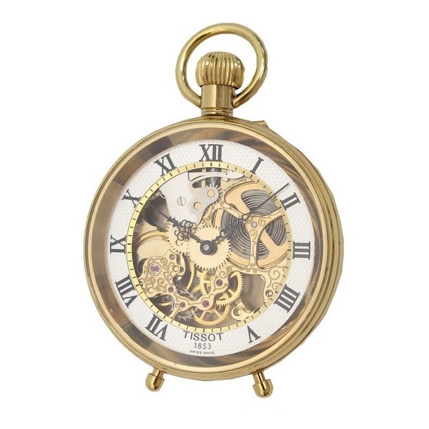 MONTRE A GOUSSET TISSOT 49 MM PLAQUE OR SQUELETTE MECANIQUE POCKET WATCH 1300