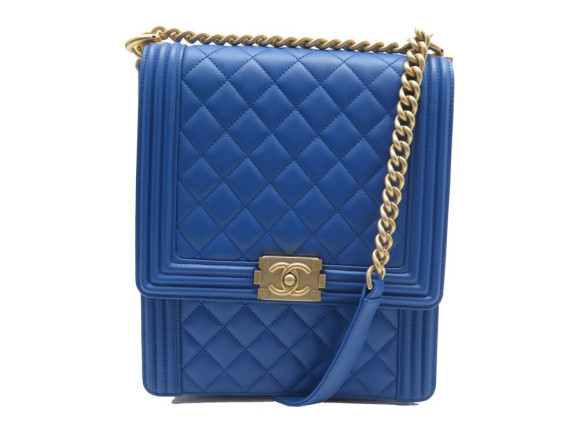 sac a main chanel north south boy cuir bleu
