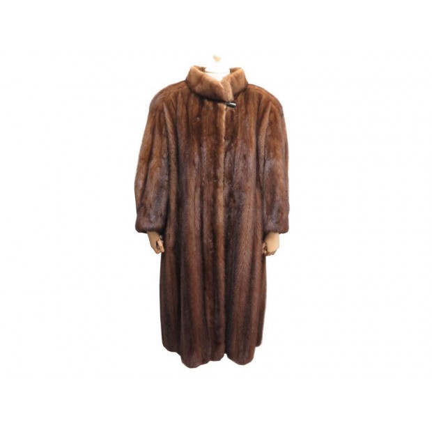 MANTEAU LONG MENDEL 48 XL FEMME EN FOURRURE DE VISON MARRON MINK FUR COAT