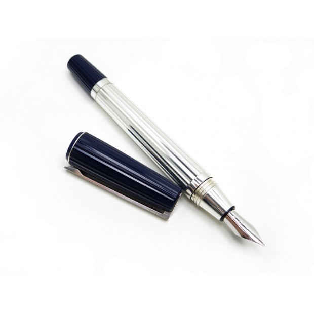 NEUF STYLO PLUME ST DUPONT MONTPARNASSE A CARTOUCHES ARGENTE FOUNTAIN PEN 500€