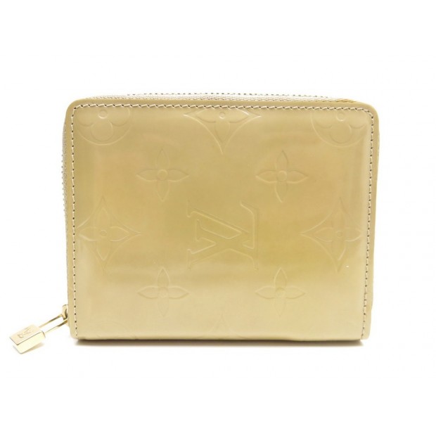 PORTE MONNAIE LOUIS VUITTON ZIPPY EN CUIR VERNI BEIGE WALLET LEATHER 355€