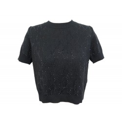 NEUF HAUT GUCCI 748886 EN LAINE FINE AVEC CRISTAUX GG L 44 40 TOP T-SHIRT 1700€
