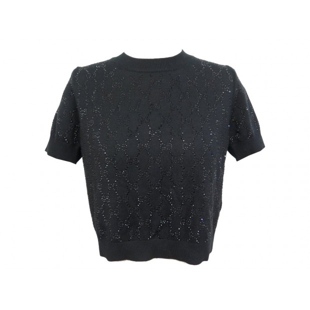 NEUF HAUT GUCCI 748886 EN LAINE FINE AVEC CRISTAUX GG L 44 40 TOP T-SHIRT 1700€