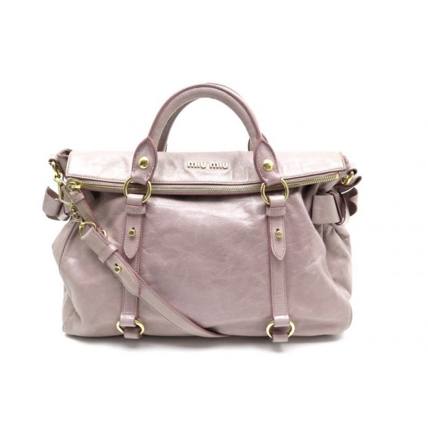 sac a main miu miu bow bandouliere cuir vieux rose