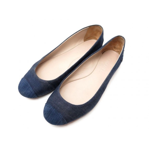 CHAUSSURES CHANEL G26555 40 BALLERINES DENIM BLEU BALLERINA BLUE SHOES 525€