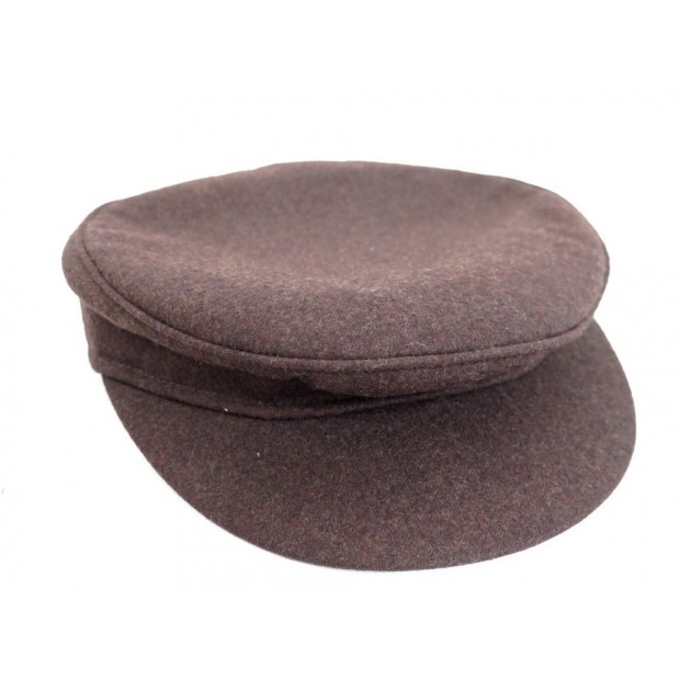 NEUF CASQUETTE HERMES T 57 EN LAINE MARRON HOMME CHAPEAU BROWN WOOL HAT CAP 515€