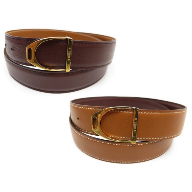 CEINTURE HERMES CUIR REVERSIBLE T 85 