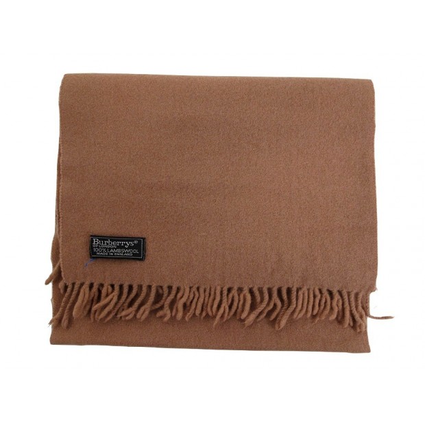 ECHARPE BURBERRYS A FRANGES 152 CM 100% EN LAINE AGNEAU MARRON WOOL SCARF 425 