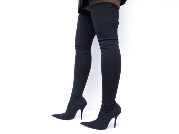 chaussures balenciaga bottes knife 39 en satin noir