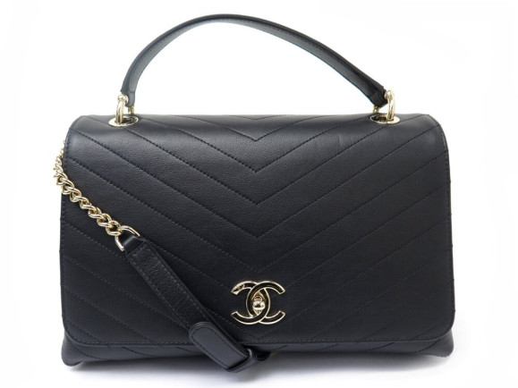  sac a main chanel chevron chic handle en cuir