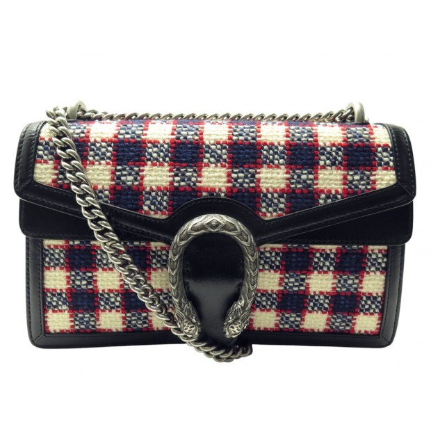 NEUF SAC A MAIN GUCCI DIONYSUS MM 400249 TWEED A CARREAUX BANDOULIERE BAG 2700€