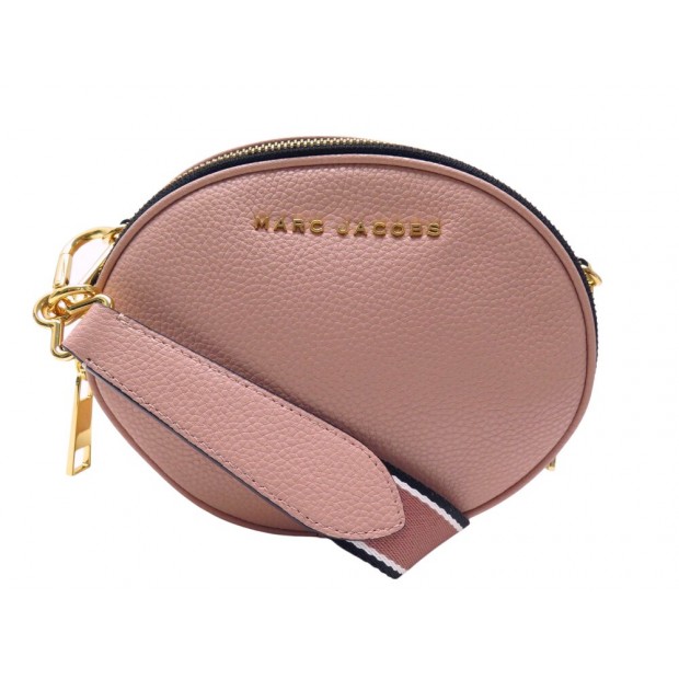 NEUF SAC A MAIN MARC JACOBS REWIND OVAL M0016411 EN CUIR GRAINE ROSE BANDOULIERE