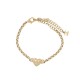 NEUF BRACELET CHANEL COEUR LOGO CC STRASS 16-25 ABD086 METAL DORE BANGLE 570€