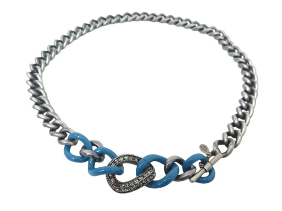 collier lanvin sautoir chaine et strass 85cm