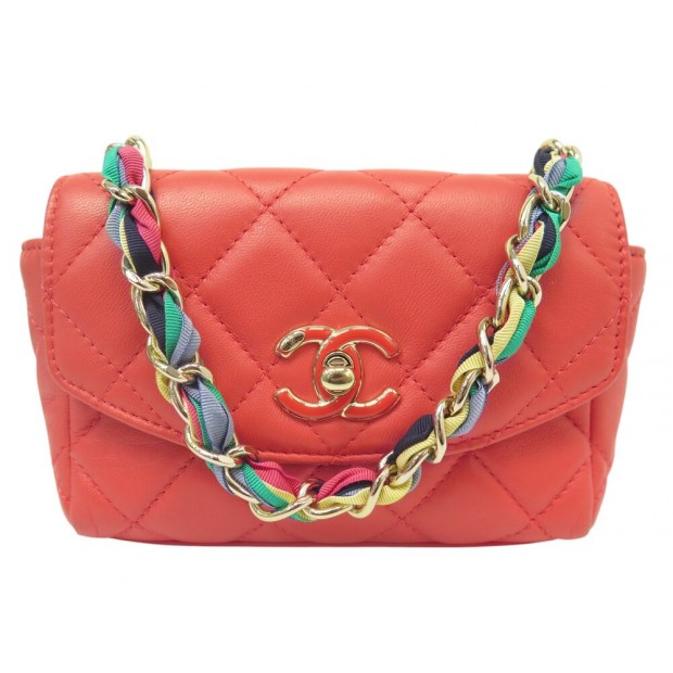 SAC A MAIN CHANEL MINI SAC A RABAT TIMELESS EMAIL EN CUIR CORAIL HAND BAG 5500€