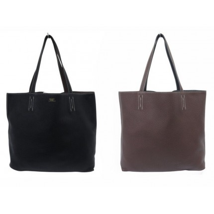 NEUF SAC A MAIN HERMES DOUBLE SENS 36 CUIR CLEMENCE NOIR & MARRON TOTE BAG 3200€