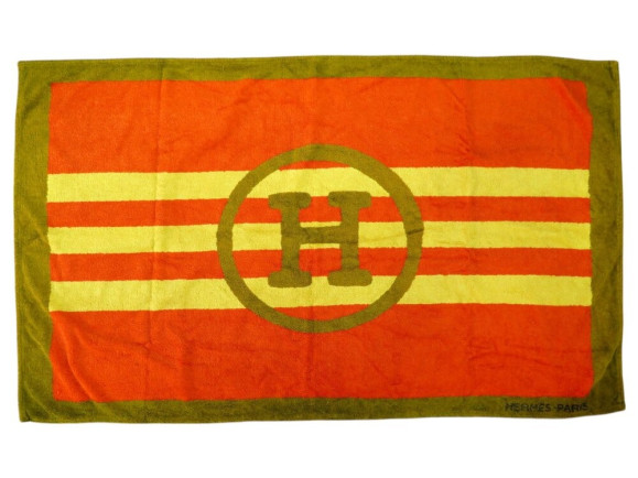 drap de plage hermes logo h serviette de bain en coton
