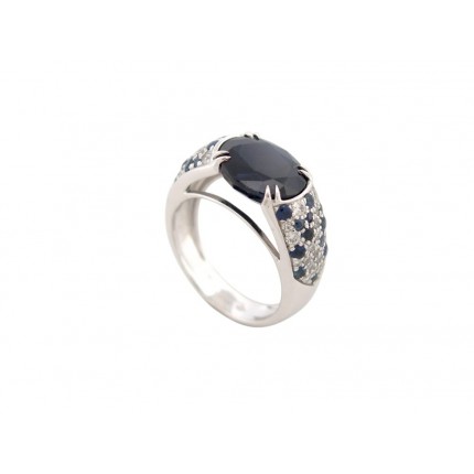 NEUF BAGUE MAUBOUSSIN NUIT D'AMOUR 54 OR BLANC SAPHIR & DIAMANTS + BOITE 4230€