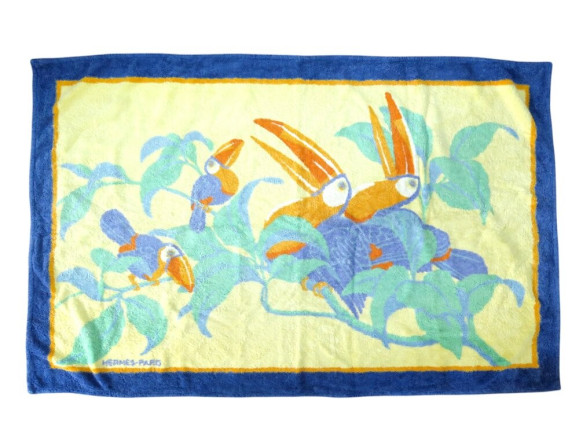 drap de plage hermes toucans serviette de bain