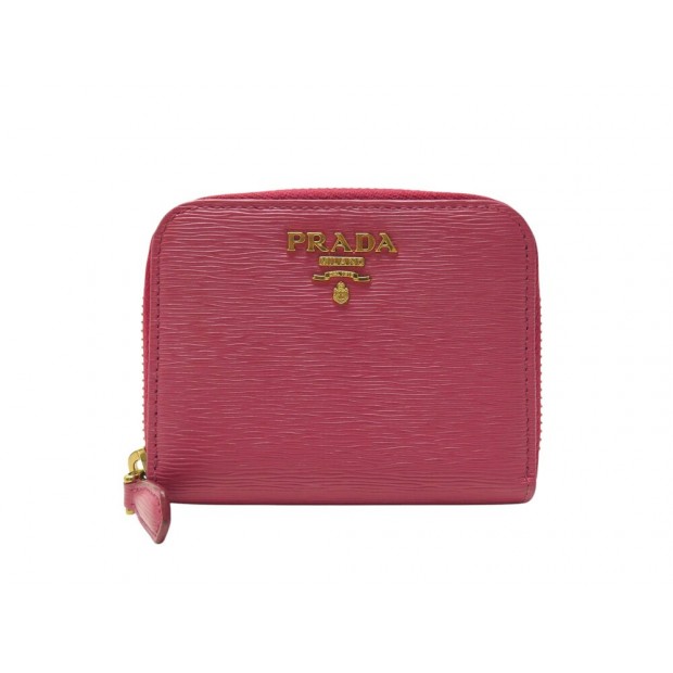 NEUF PORTE MONNAIE PRADA PORTEFEUILLE EN CUIR SAFFIANO ROSE LEATHER PURSE 580€