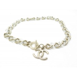 COLLIER CHANEL MEDAILLON CC CHAINE ENTRELACEE METAL DORE RESINE 2017 BELT 1810€