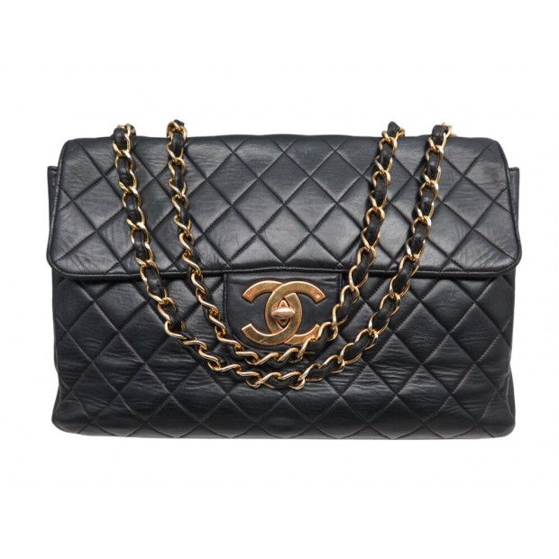 SAC A MAIN CHANEL TIMELESS MAXI JUMBO BANDOULIERE CUIR NOIR HANDBAG BLACK 11700€