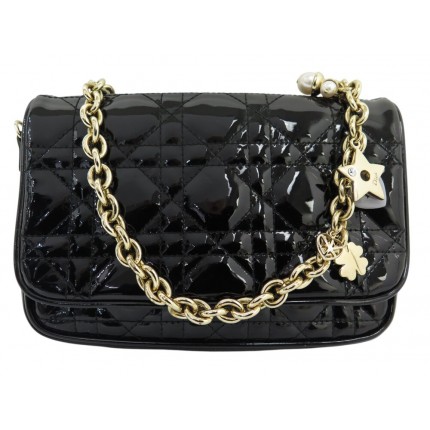 SAC A MAIN CHRISTIAN DIOR POCHETTE LADY CHARMS EN CUIR VERNIS CANNAGE BAG 2000€