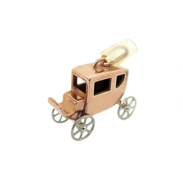 PENDENTIF HERMES CHARM CALECHE EN PLAQUE OR ROSE GOLD CARRIAGE PENDANT 300€