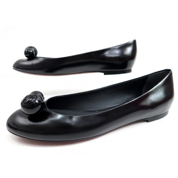 NEUF CHAUSSURES LOUIS VUITTON BALLERINES BETTY FLAT 40 EN CUIR NOIR SHOES 550€