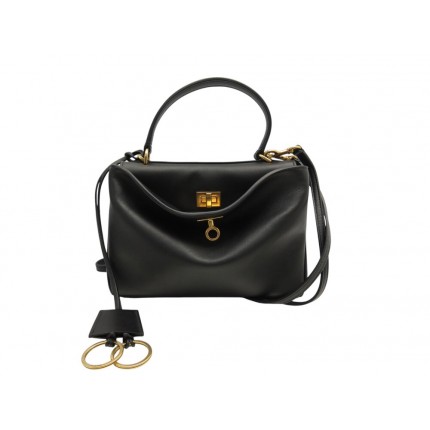 NEUF SAC A MAIN BALENCIAGA 795456 MINI RODEO EN CUIR NOIR BANDOULIERE BAG 2500€