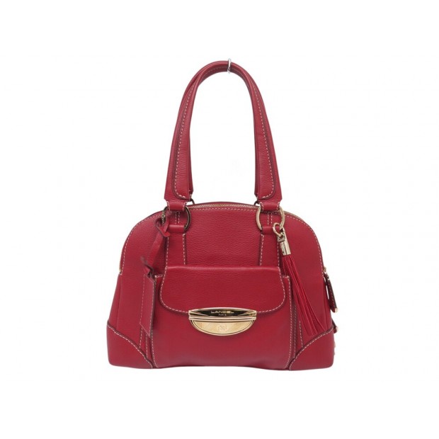 SAC A MAIN LANCEL ADJANI GM A03433 EN CUIR GRAINE ROUGE RED HAND BAG PURSE 1250€