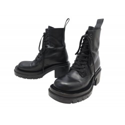 CHAUSSURES BOTTEGA VENETA BOTTINES LUG 667145 RANGERS 37 CUIR NOIR BOOTS 1200€