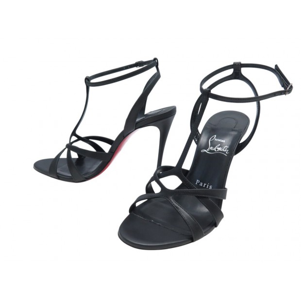 CHAUSSURES CHRISTIAN LOUBOUTIN SANDALES TANGUEVA 100 38 CUIR NOIR SHOES 845€