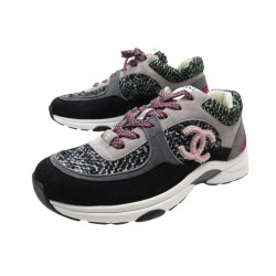 NEUF CHAUSSURES BASKETS CHANEL G39598 TENNIS TRAINER CC TWEED 41 SNEAKERS 1500€