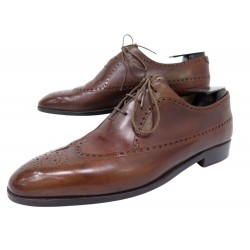 CHAUSSURES BERLUTI ELEGANT RICHELIEU BOUT FLEURI 8 42 CUIR MARRON SHOES 1800€