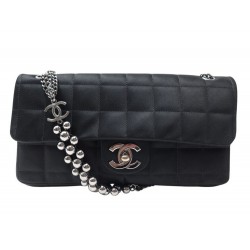 NEUF SAC A MAIN CHANEL EAST WEST CHOCOLATE BAR CHAINE PERLES LOGO CC SATIN 6000€