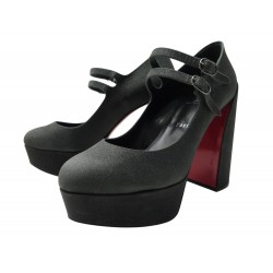 CHAUSSURES CHRISTIAN LOUBOUTIN MOVIDA JANE 130 38 TALONS CUIR NOIR GLITTER 945€