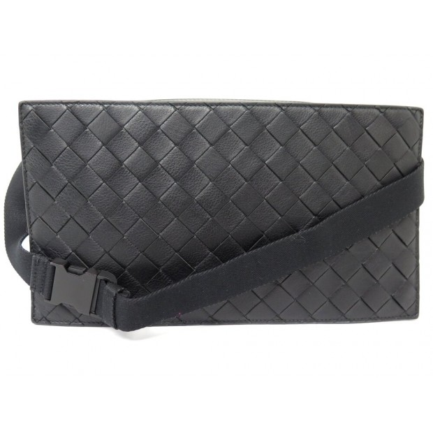 SAC CEINTURE BOTTEGA VENETA BANANE CUIR INTRECCIATO NOIR LEATHER BELT BAG 2500€