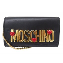 NEUF SAC A MAIN MOSCHINO HEART LOGO 80I-L0M023 EN CUIR BANDOULIERE HAND BAG 645€