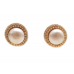 VINTAGE BOUCLES D'OREILLES CHANEL PUCES PERLES VICTOIRE DE CASTELANNE EARRINGS